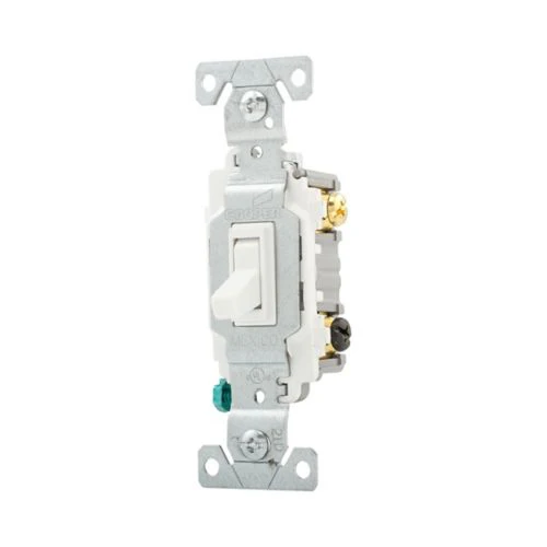 Eaton Three-Way 15A Commercial Toggle Switch in White- 120/277V - Image 3