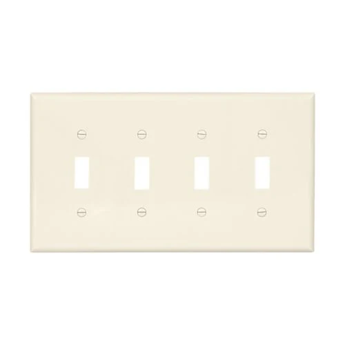 Eaton Toggle Wallplate, Lt. Almond, Four-Gang, Mid-Size