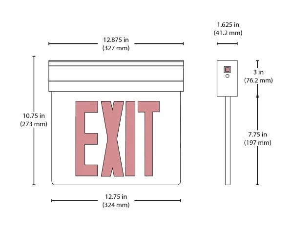 Edge Lit LED Emergency Exit Sign, Mirrored with Red Lettering - Image 2