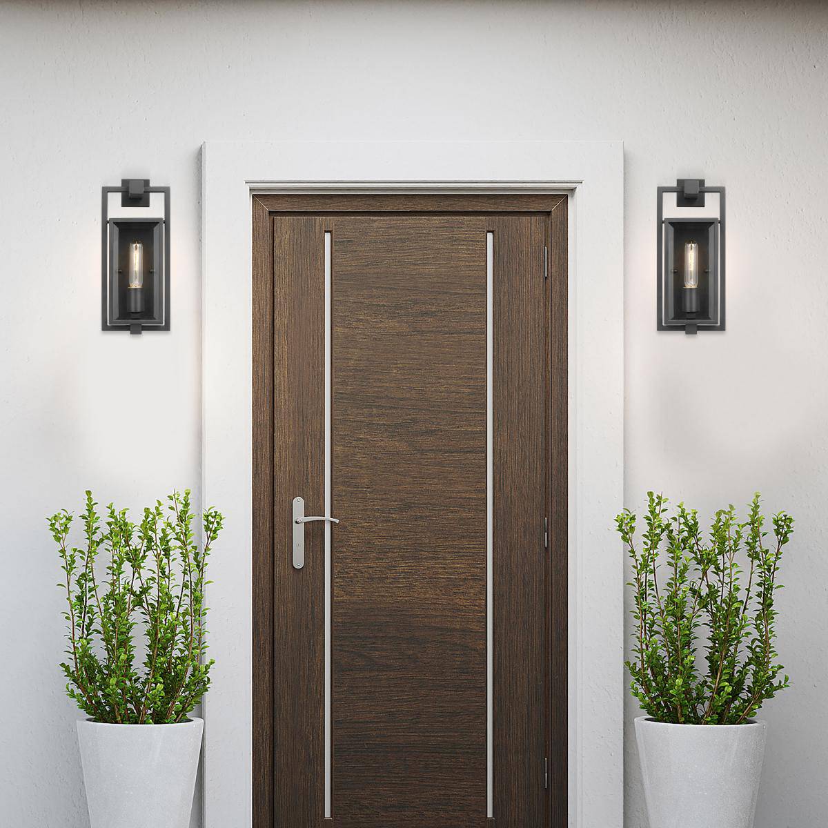 Exhibit; 1 Light; Small Wall Lantern; Matte Black Finish with Clear Beveled Glass - Image 2