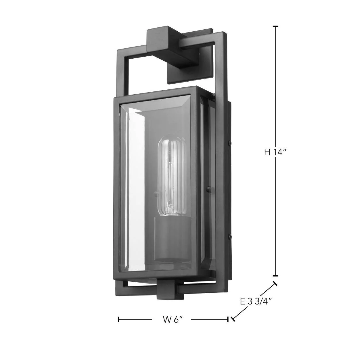 Exhibit; 1 Light; Small Wall Lantern; Matte Black Finish with Clear Beveled Glass - Image 4