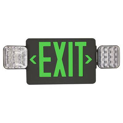 Exit Sign Green with Emergency Light Black Housing