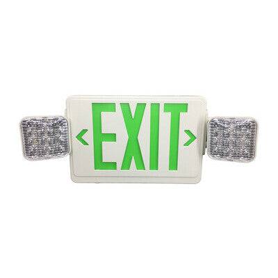 Exit Sign Green with Emergency Light White Housing
