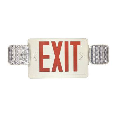 Exit Sign Red with Emergency Light White Housing