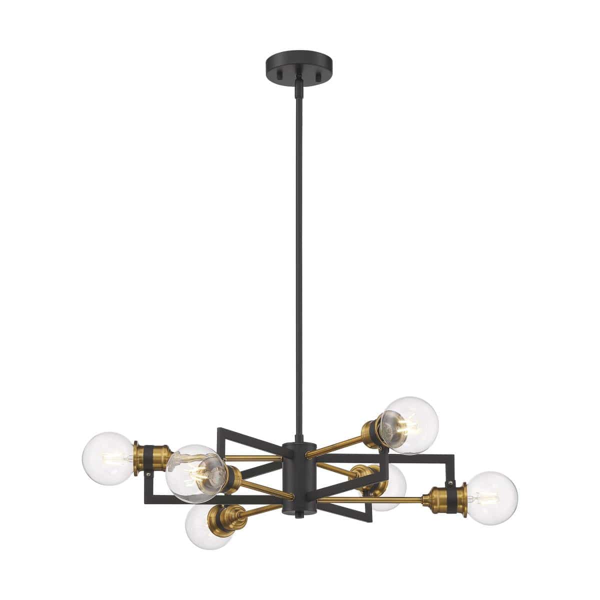 Intention 6 Light Chandelier - Warm Brass and Black Finish