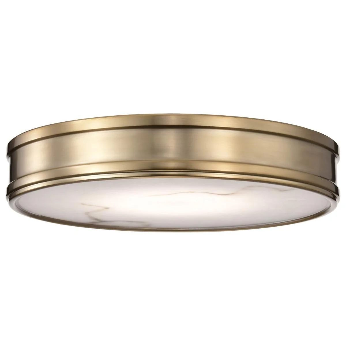 Kendall; 14 Inch LED Flush Mount; Burnished Brass with Alabaster Glass