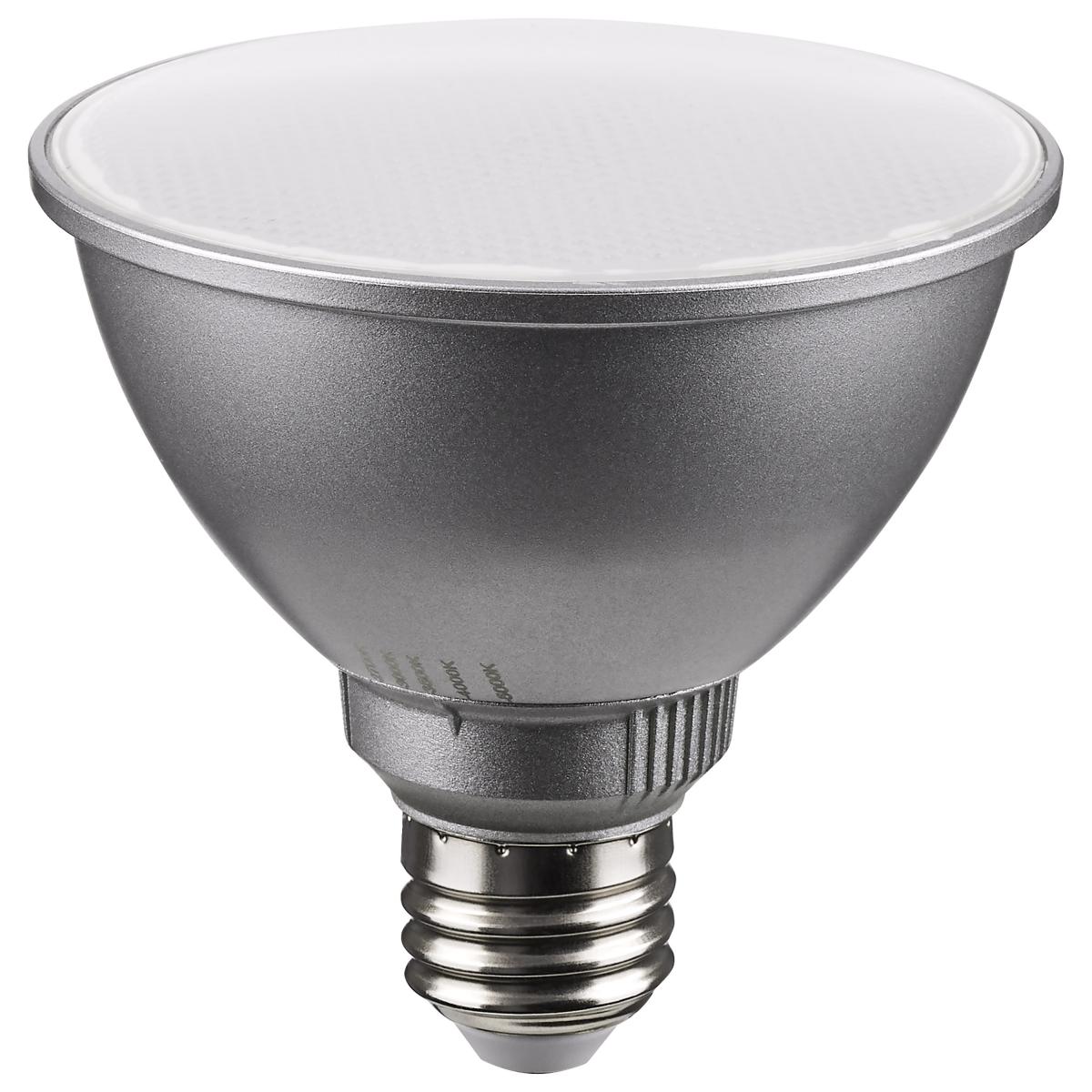 LED 11 Watt PAR30 Short Neck; Silver Finish; CCT Selectable; 40 Degree Beam Angle