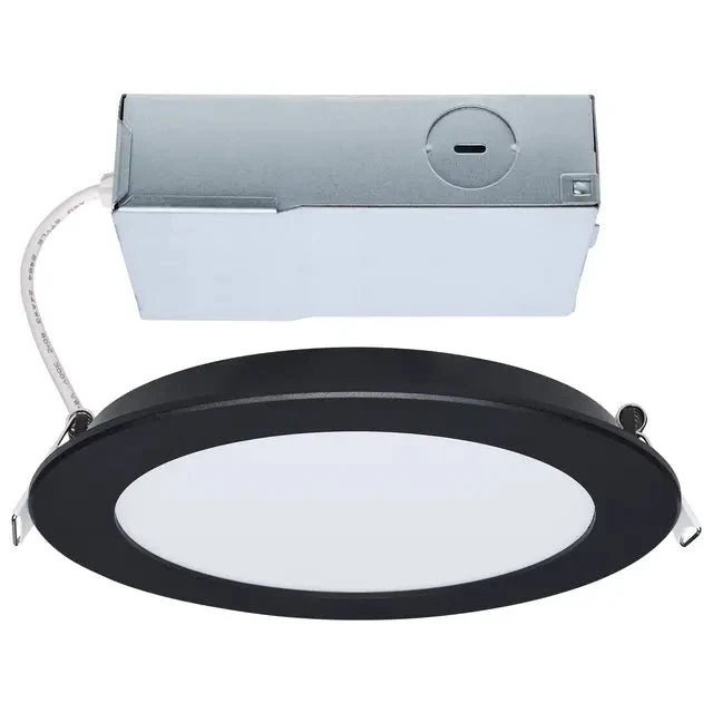LED 6 Inch Black 11 Watt Canless Downlight; Remote Driver; 27K/3K/35K/4K/5K