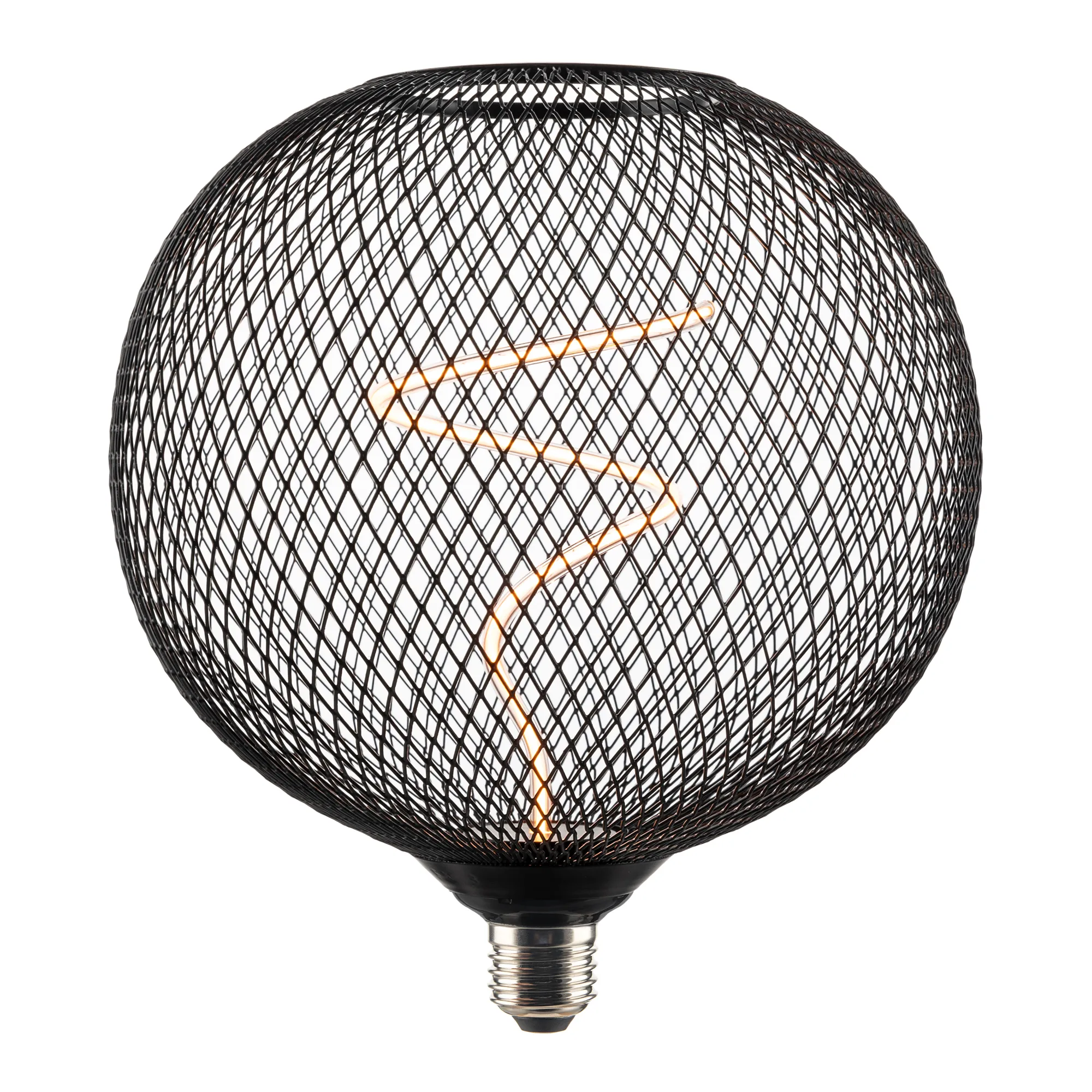 LED 8in Round Metal Mesh Decorative Pendant Lamp- 1800K, 4 Watt- E26 Base