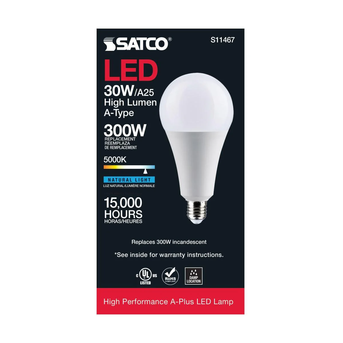 LED A25 30 Watt; 5000K- 300 Watt Equal: Non Dimmable - Image 3