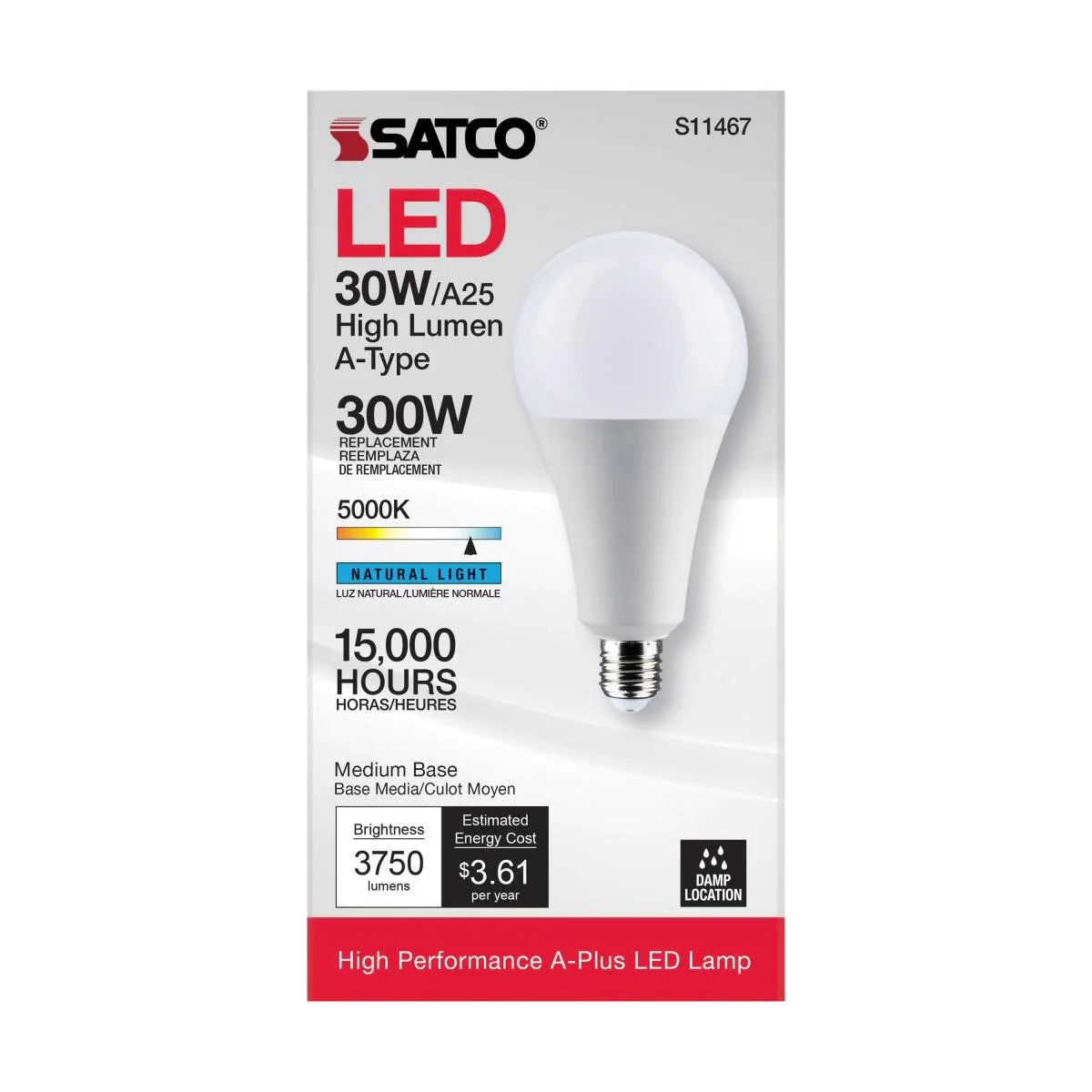 LED A25 30 Watt; 5000K- 300 Watt Equal: Non Dimmable - Image 4