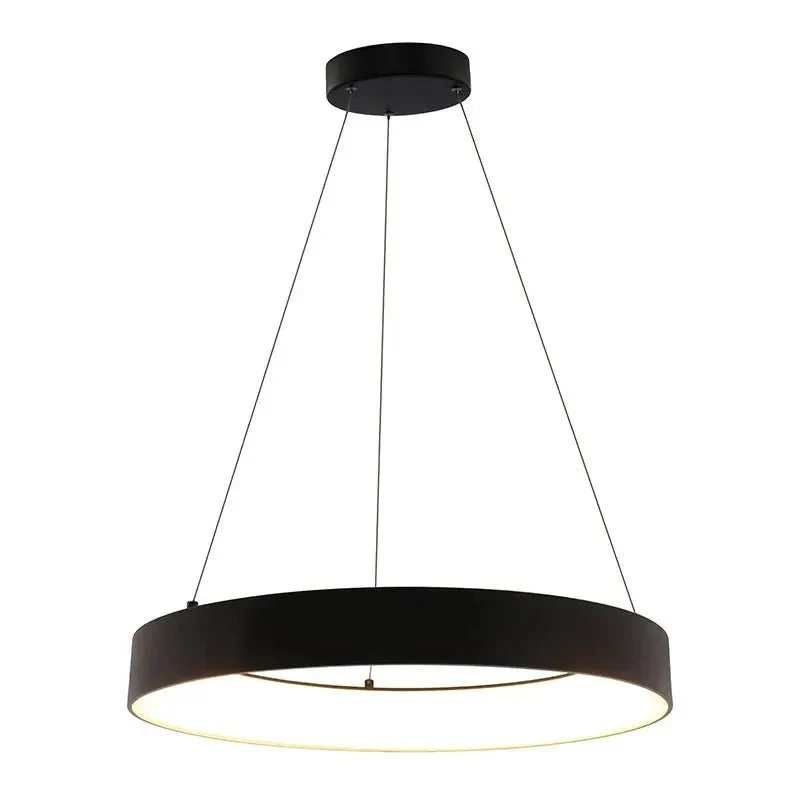 LED Black 24" Hollow Circle Pendant with Uplight, 40W