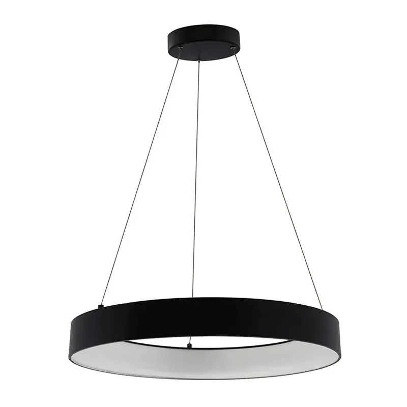 LED Black 24" Hollow Circle Pendant with Uplight, 40W - Image 3