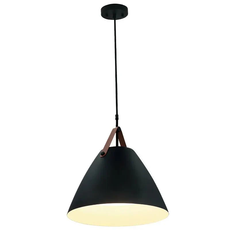 LED Black Nordic Design Pendant Light with Leather Strap, 25W- CCT