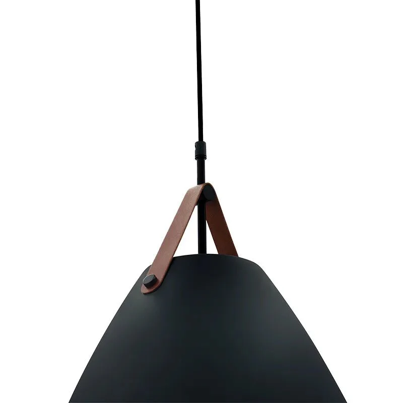 LED Black Nordic Design Pendant Light with Leather Strap, 25W- CCT - Image 3