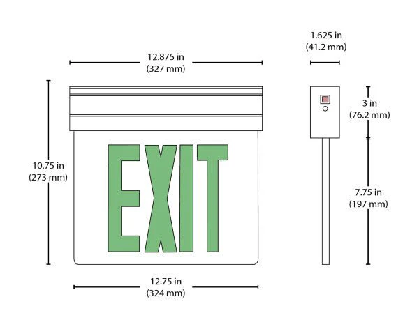 LED Emergency Exit Sign, Mirrored with Green Lettering - Image 2
