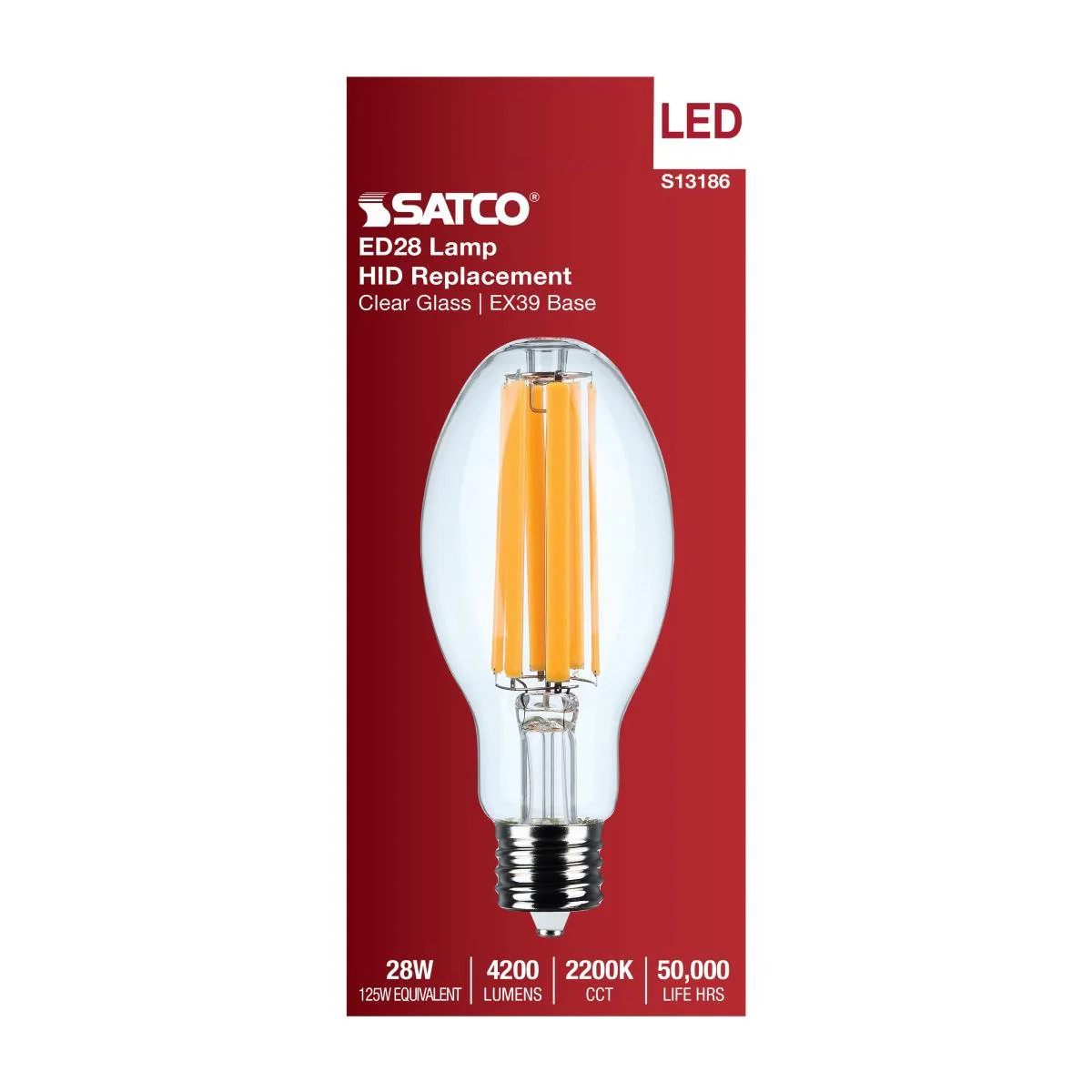 LED HID Replacement ED28 Lamp; 2200K; Clear; Extended Mogul Base - Image 3