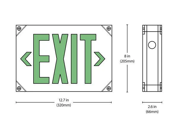 LED Outdoor Emergency Exit Sign, Green Lettering - Image 2
