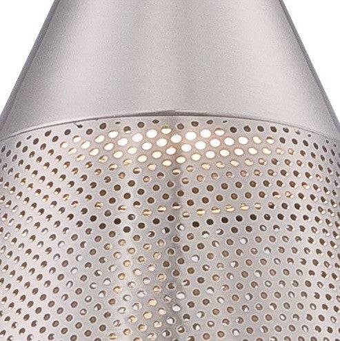 LED Pendant Light with Satin Steel Perforated Metal Shade - Image 2