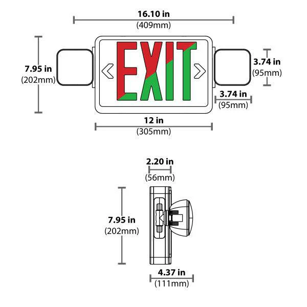 LED Selectable Letter Color Emergency Exit Sign Combo - Image 2