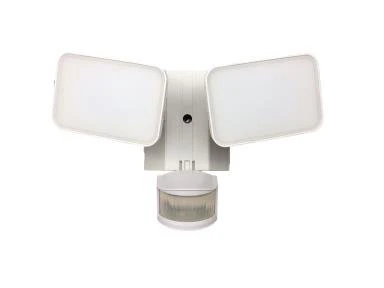 LED White Security Flood light W/ Motion Sensor and GFCI Outlets, 28W, 120V