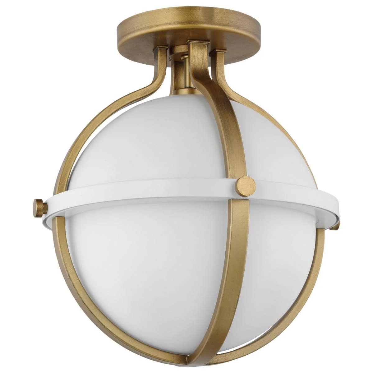 Lincoln; 1 Light Semi Flush Mount; Medium Base; Matte White Finish; White Opal Glass - Image 3