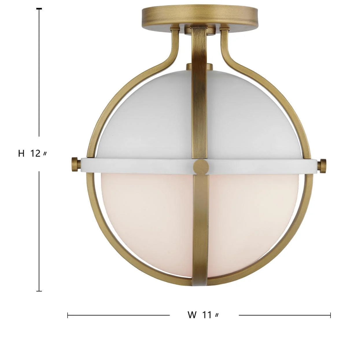 Lincoln; 1 Light Semi Flush Mount; Medium Base; Matte White Finish; White Opal Glass - Image 4
