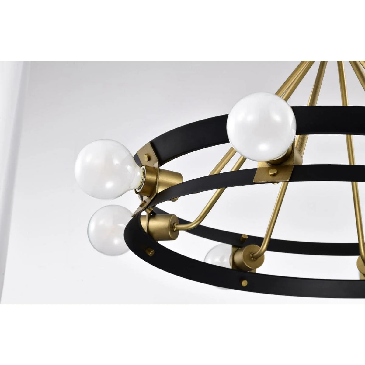 Marsden 8 Light Chandelier; Matte Black and Natural Brass Finish - Image 4