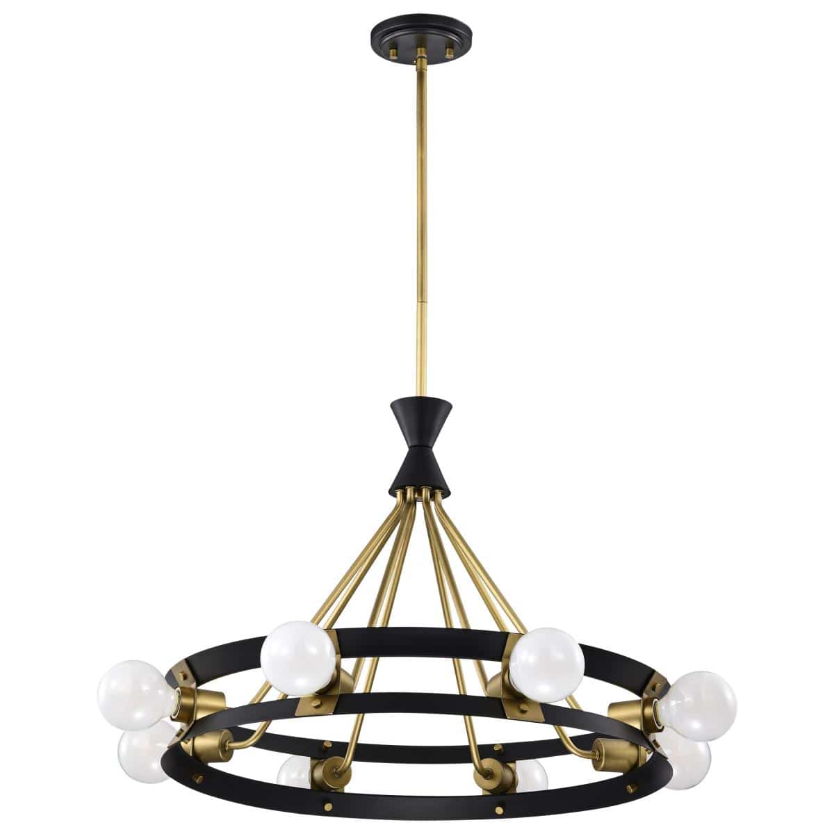Marsden 8 Light Chandelier; Matte Black and Natural Brass Finish - Image 6