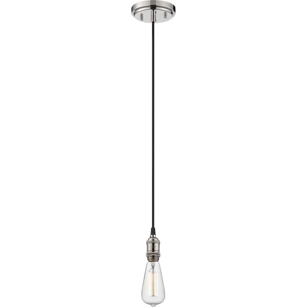 Mini Pendant Light in Polished Nickel Finish and Vintage Light Bulb