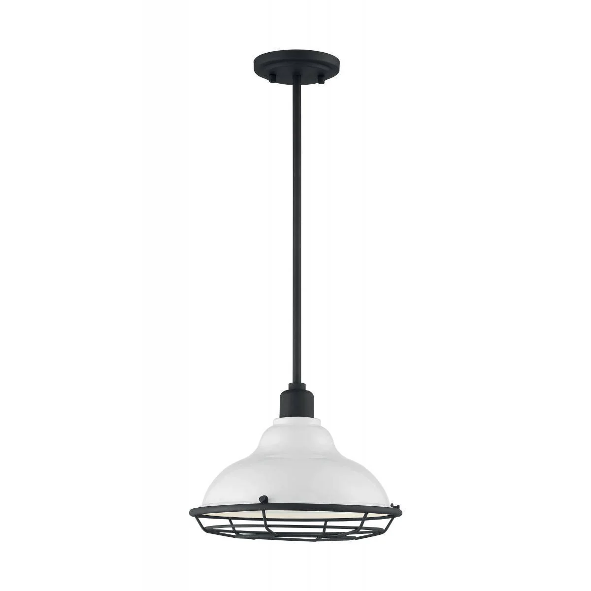Newbridge - 1 Light Pendant with- Gloss White and Black Accents Finish
