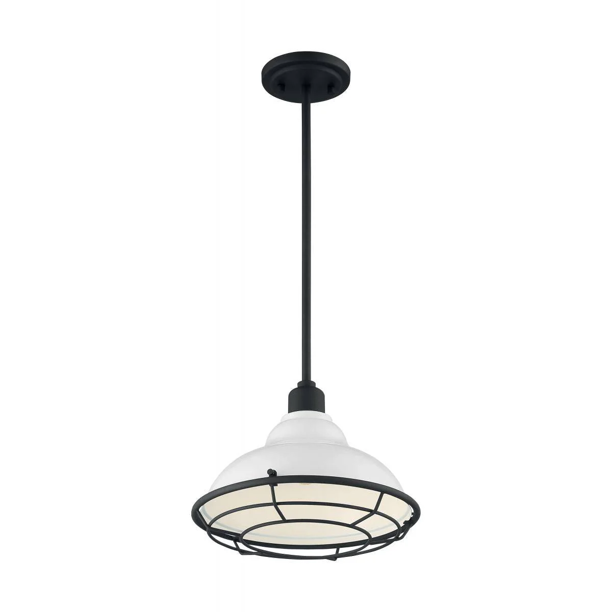 Newbridge - 1 Light Pendant with- Gloss White and Black Accents Finish - Image 2
