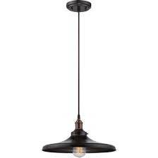 Pendant Fixture in Rustic Bronze and Matching Shade