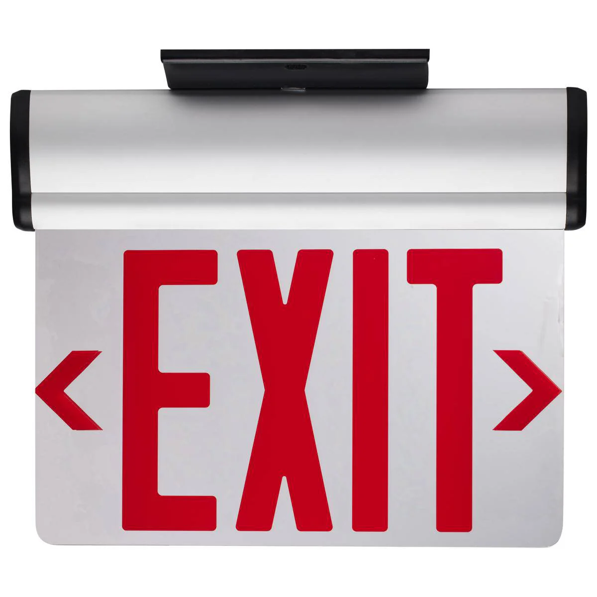 Red (Mirror) Edge Lit LED Exit Sign, 90min Ni-Cad backup, 120/277V, Dual Face, Top/Back/End Mount
