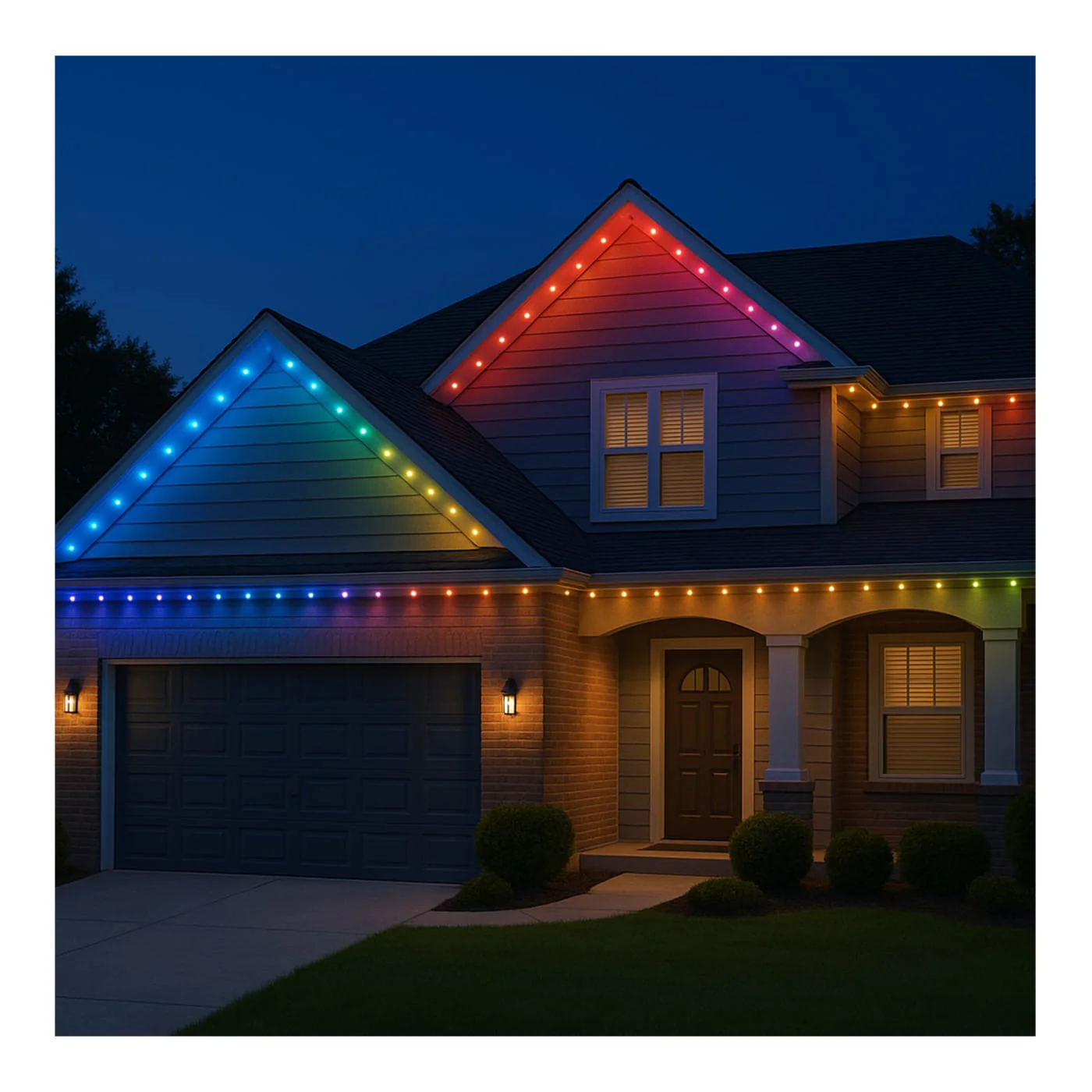 RGB 100 Foot LED Eave String Light; 48 Watt; RGBTW; 120 Volt; Remote Included