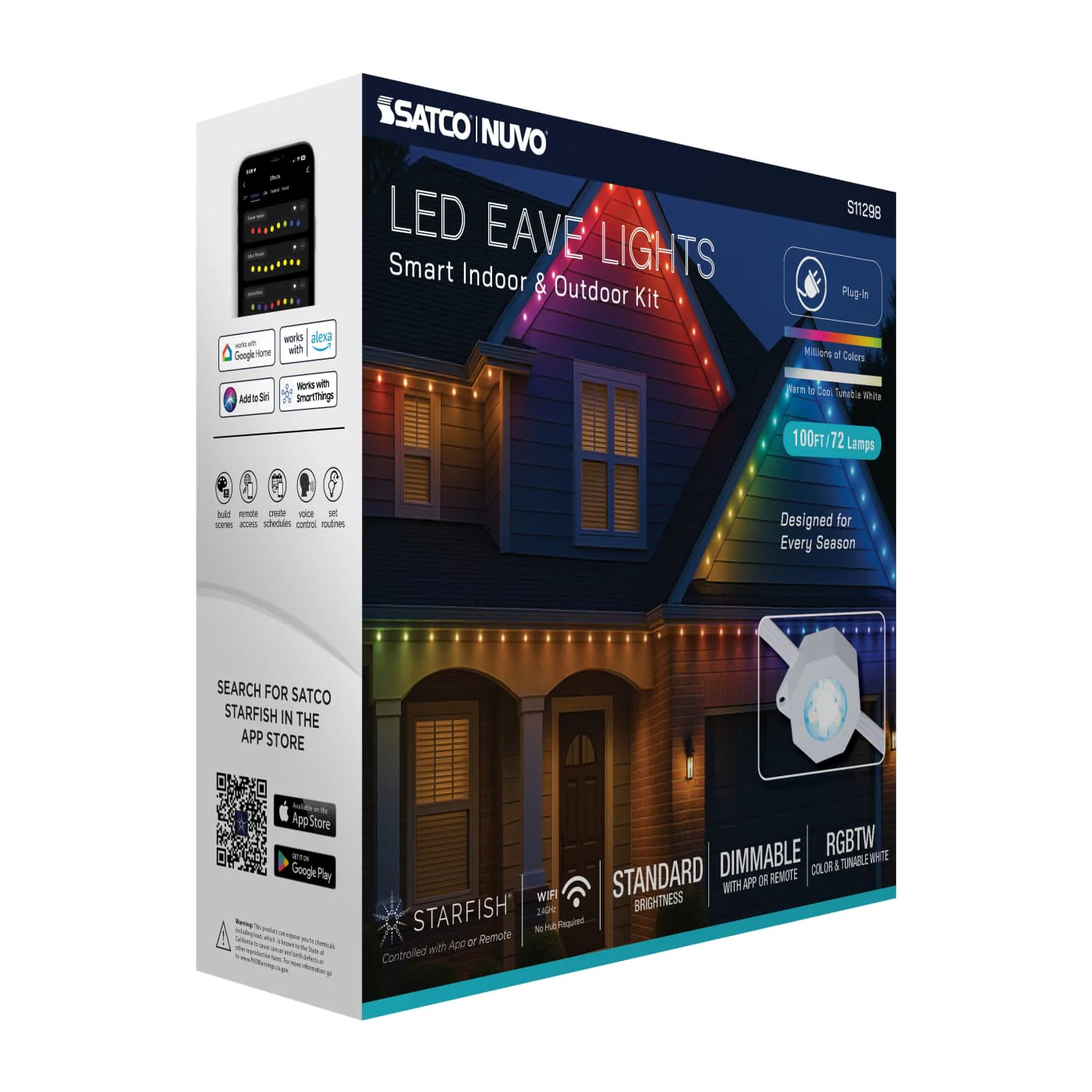 RGB 100 Foot LED Eave String Light; 48 Watt; RGBTW; 120 Volt; Remote Included - Image 4