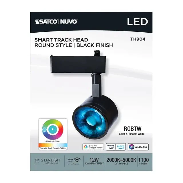 RGB 12 Watt Round Black LED Track Head; Starfish Enabled - Image 3