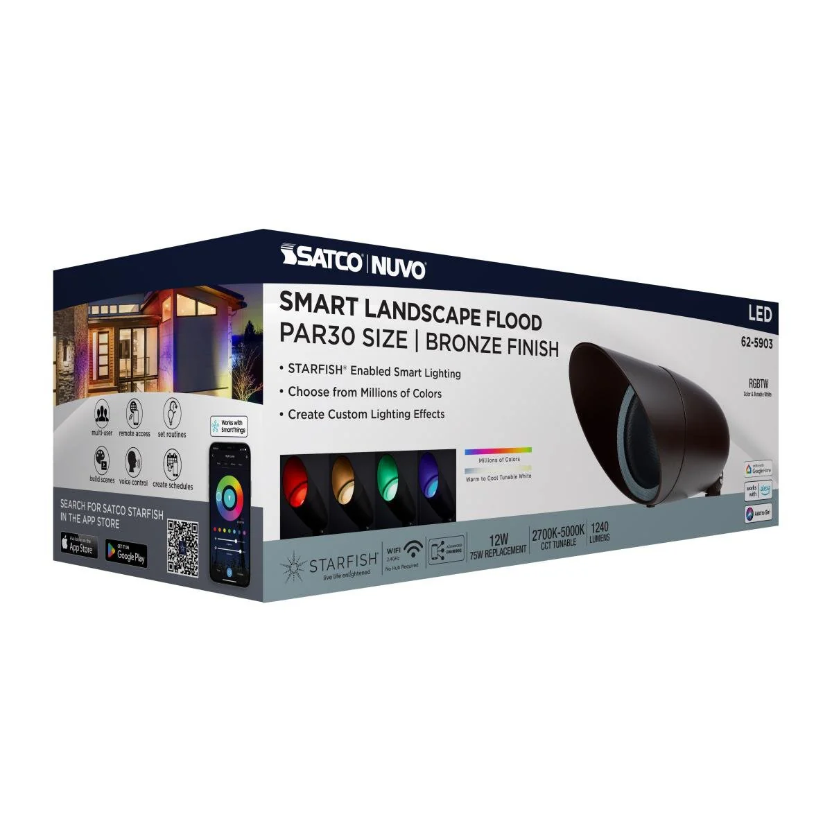 RGB and Tunable White 12 Watt LED Landscape Floodlight in Bronze - Image 3