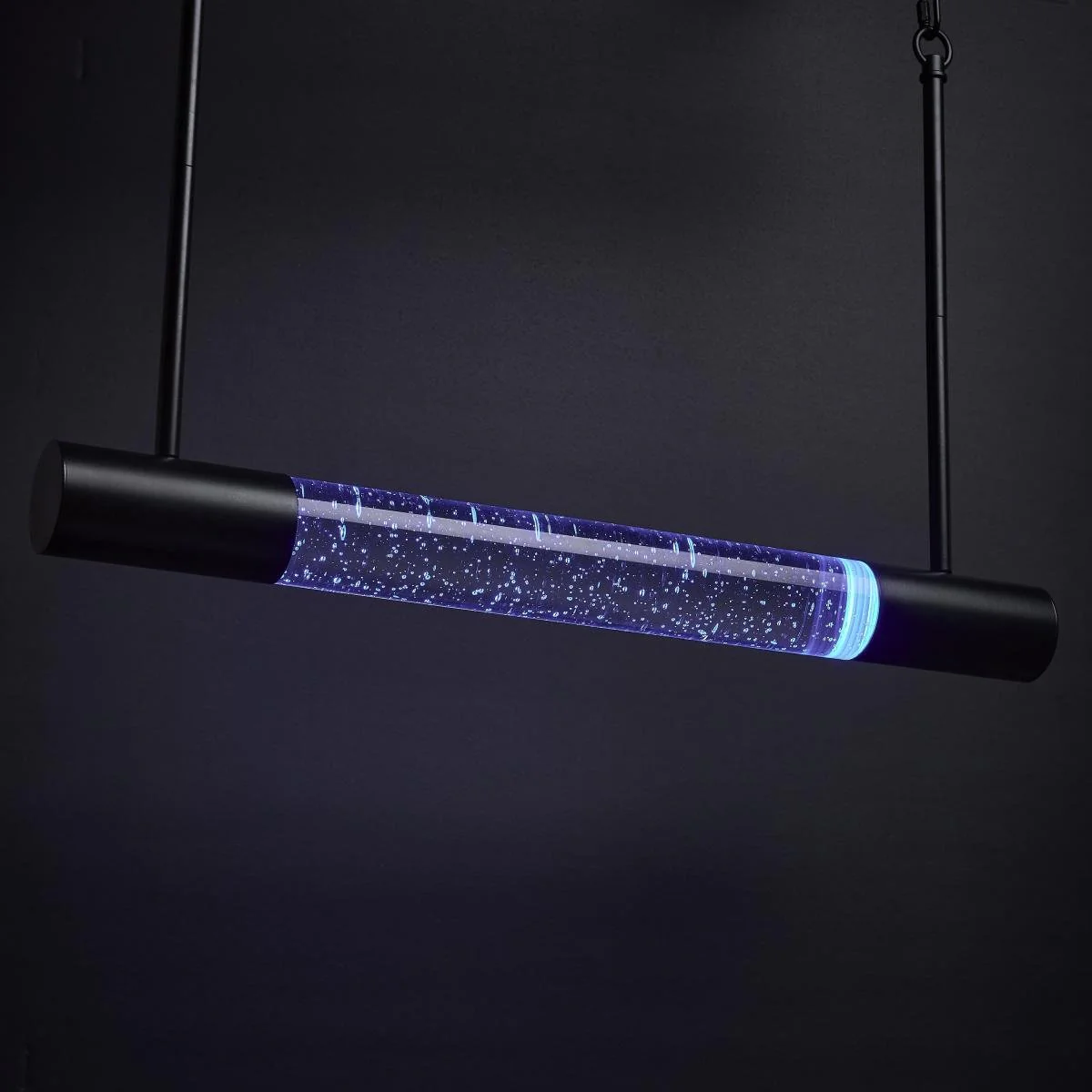 RGB Lacey 23 Inch LED Island Pendant; Matte Black with K9 Bubble Crystal - Image 3