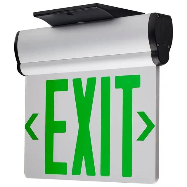 Single Face Green (Clear) EdgeLit LED Exit Sign, 90min Ni-Cad backup, Top/Back/End Mount
