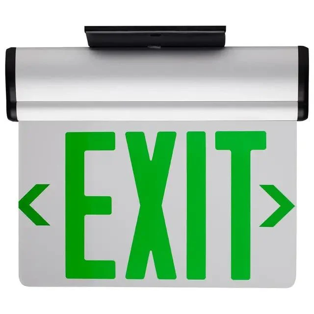 Single Face Green (Clear) EdgeLit LED Exit Sign, 90min Ni-Cad backup, Top/Back/End Mount - Image 2