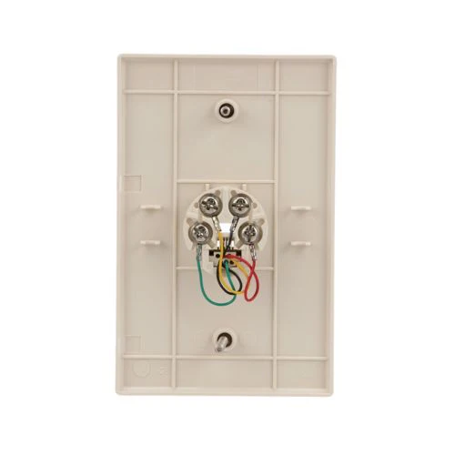 Telephone Jack Wallplate, Light Almond, Thermoplastic, Mid-size, 4-Conductor Jack - Image 2