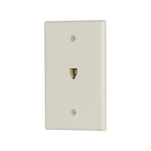 Telephone Jack Wallplate, Light Almond, Thermoplastic, Mid-size, 4-Conductor Jack - Image 4