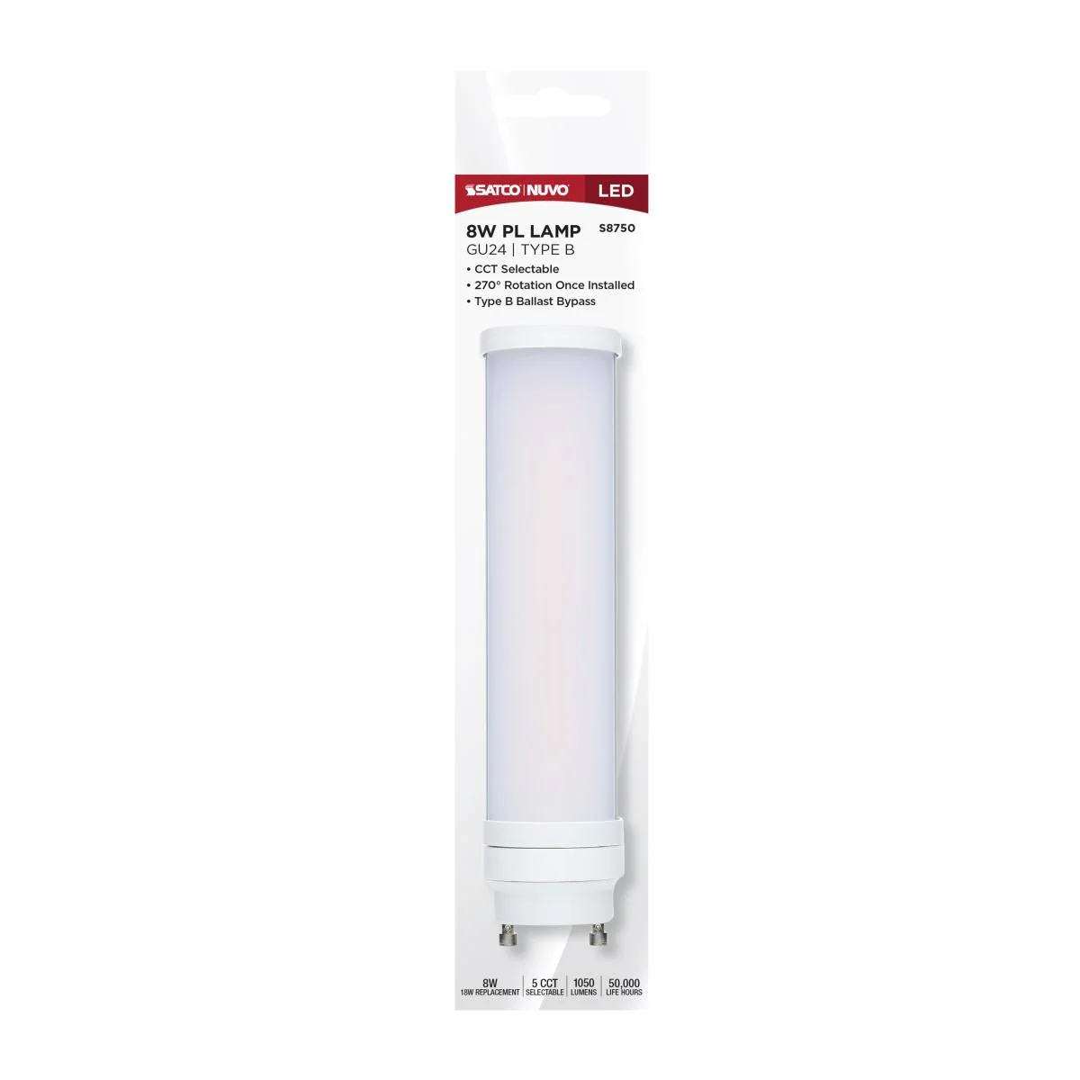 Universal LED 8 Watt PL Lamp; GU24 Base; CCT Selectable; Type B - Image 3