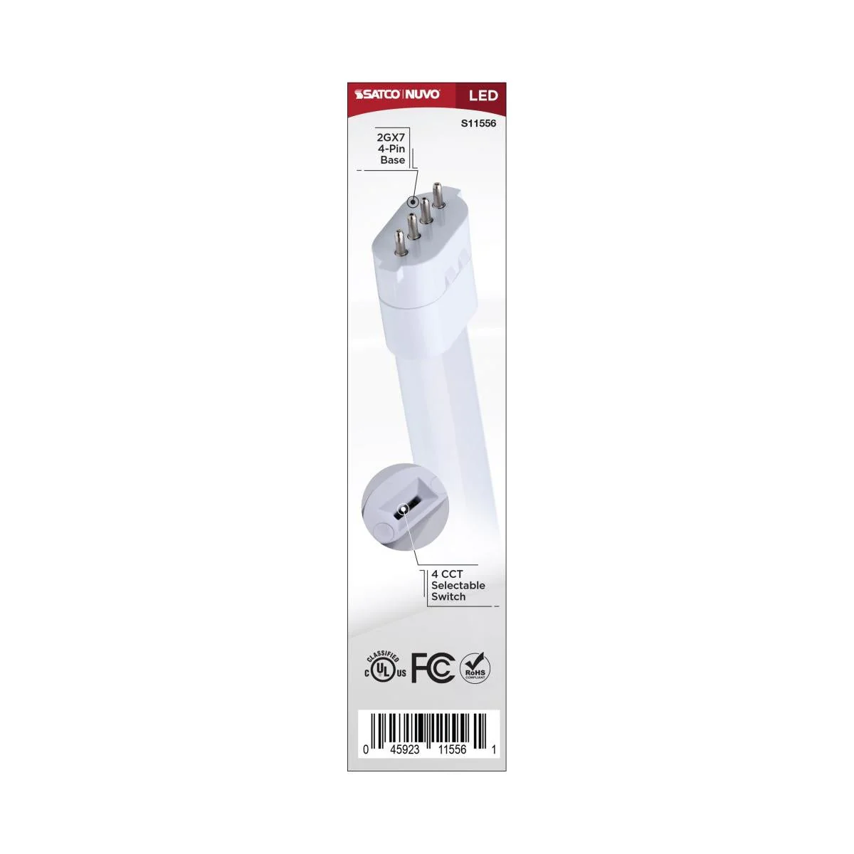 Universal LED PL Lamp 5.5 Watt; 2GX7 Base; 27K/30K/35K/40K CCT; Ballast Bypass - Image 4