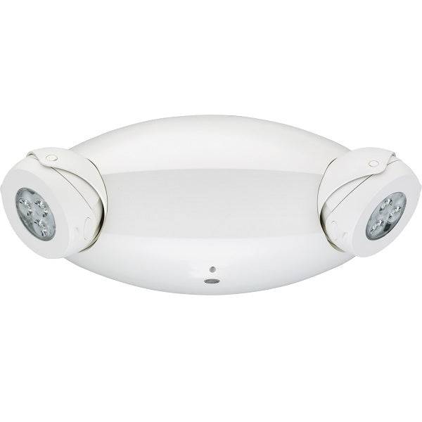 White Emergency Light - 2 Adjustable Lamp Heads - Battery Backup - Self-Diagnostic